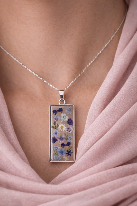 Pendentifs rectangle argenté Azrou