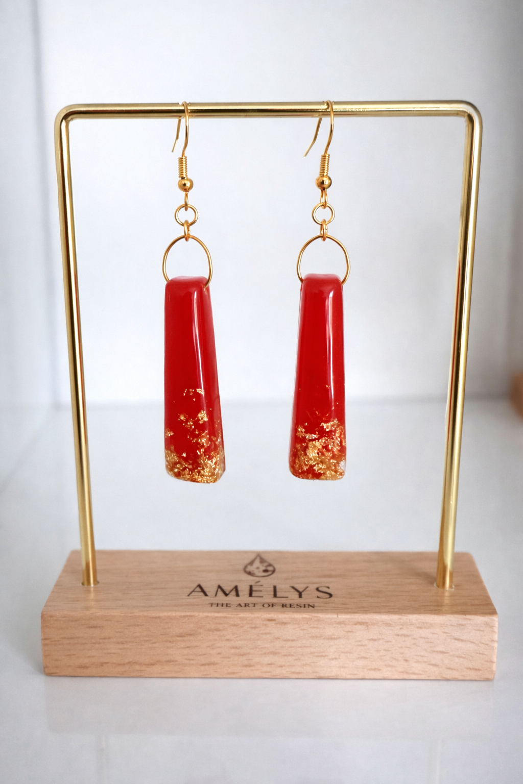 Boucles d'oreilles conique - rouge&or