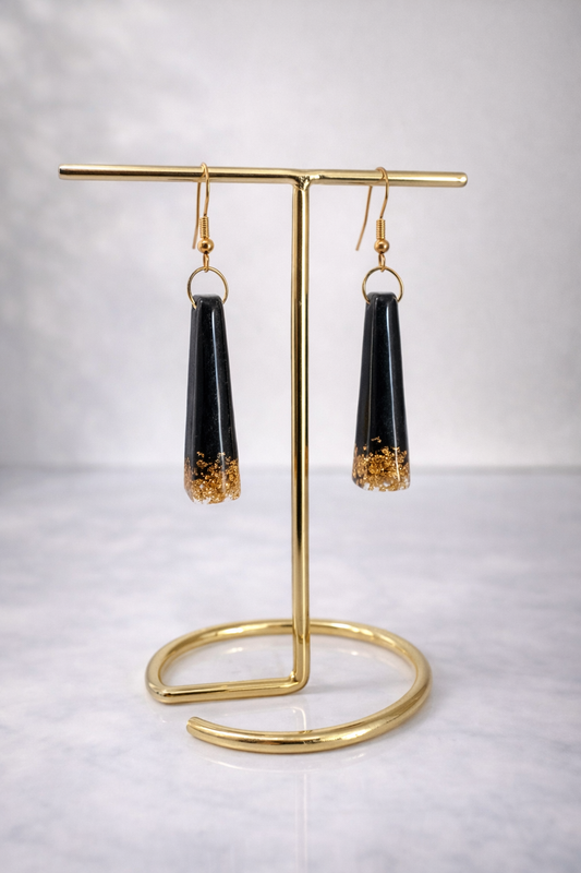 Boucles d'oreilles coniques - noir & or