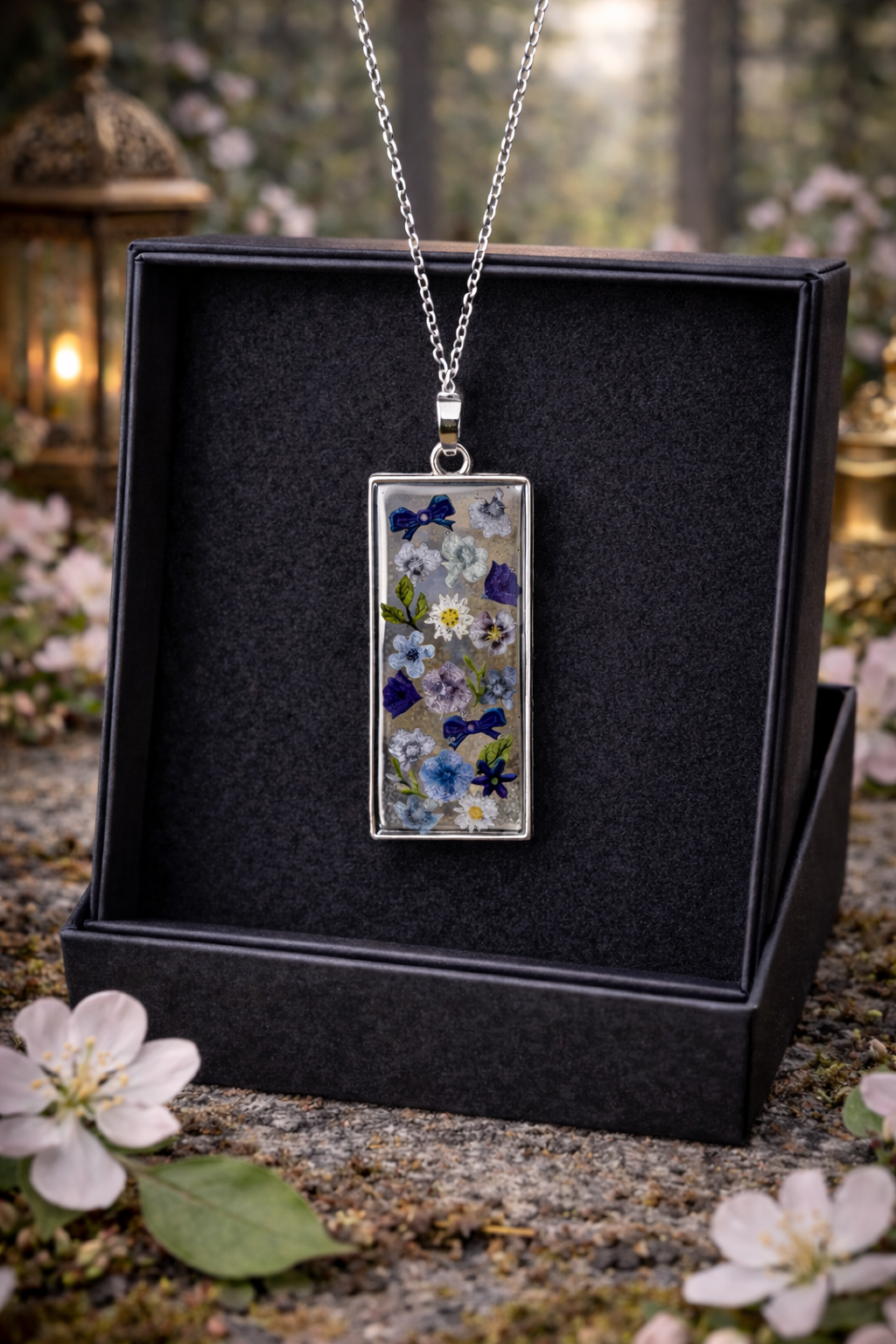 Pendentifs rectangle argenté Azrou