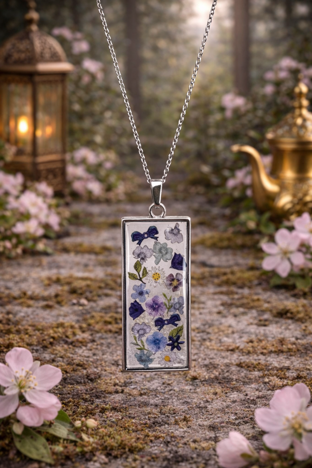 Pendentifs rectangle argenté Azrou