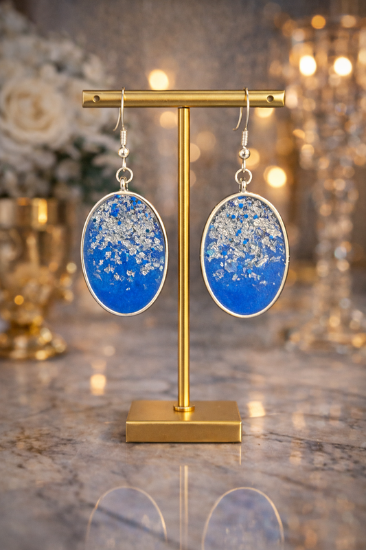 Boucles d'oreilles ovale argenté Tanger